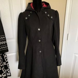 Corset back hooded coat